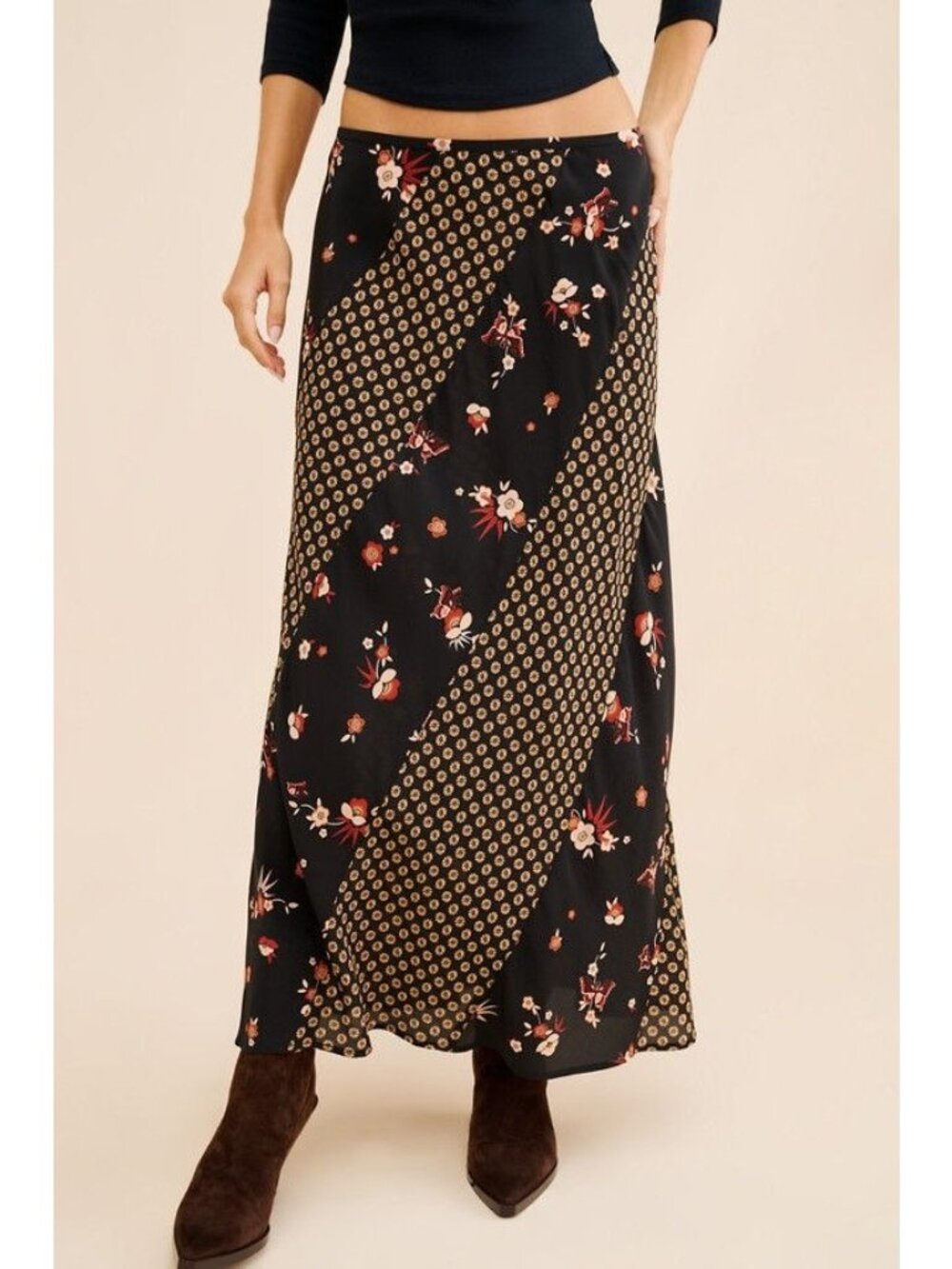 RIXO Hudson Slip Maxi Skirt Silk Vintage 90s Elegant Boho Chic Womens L